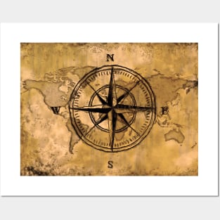 Destinations - Compass Rose and World Map Posters and Art